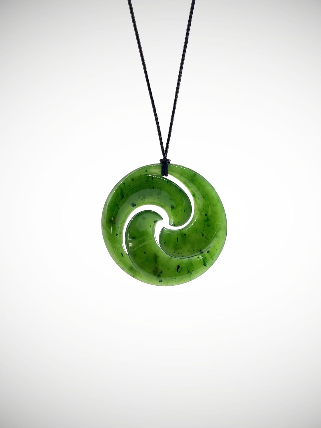 Moko Pounamu Triple Koru NZ Genuine Kahurangi Greenstone - Taumaro