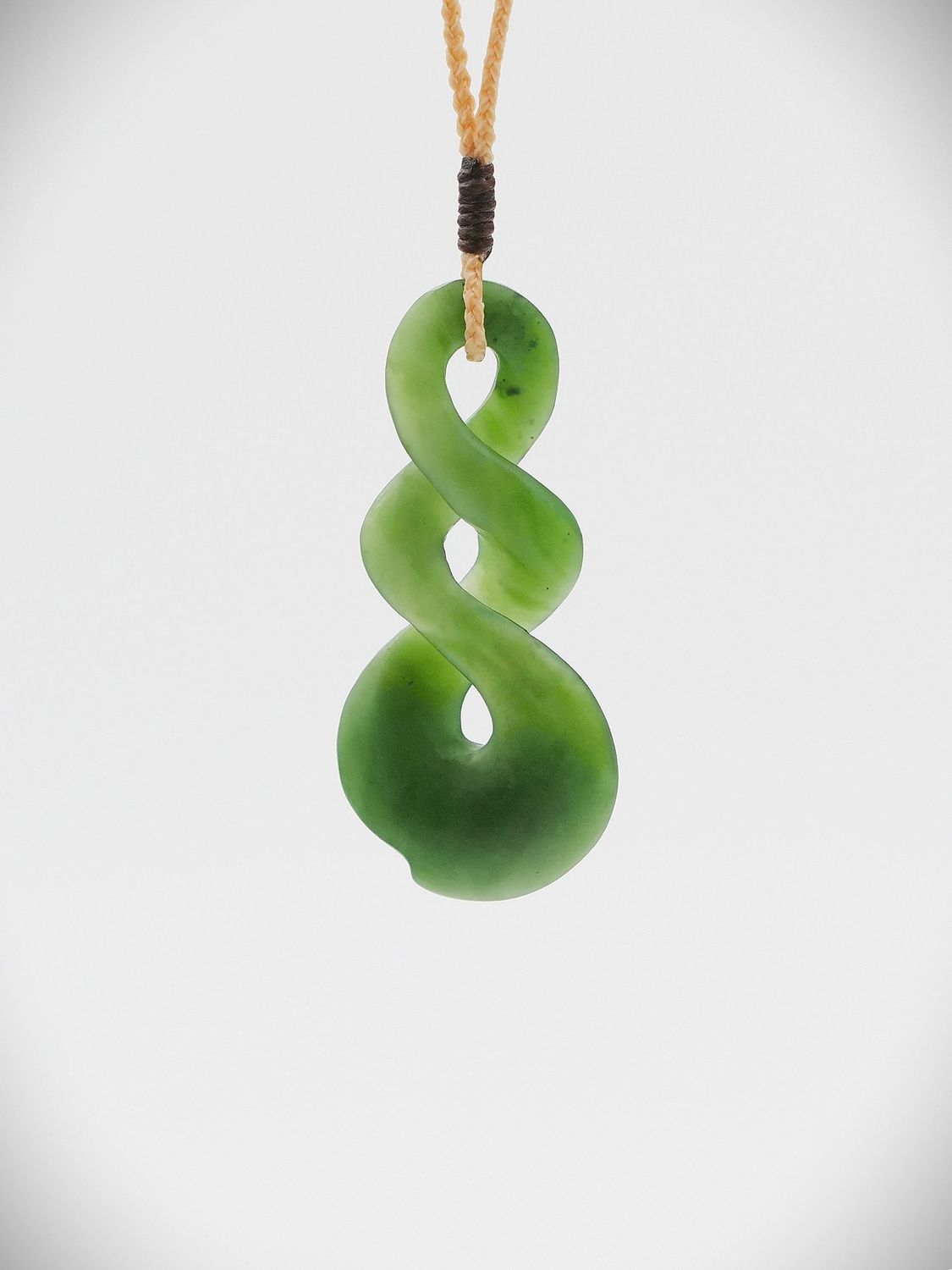 Moko Pounamu Double Pikorua (Twist) NZ Genuine Kahurangi Greenstone - Kaweka