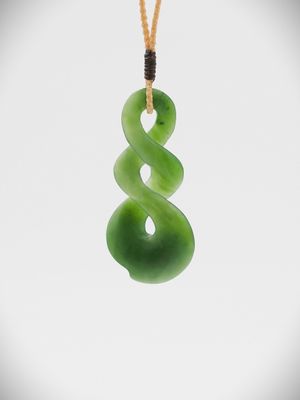 Moko Pounamu Double Pikorua (Twist) NZ Genuine Kahurangi Greenstone - Kaweka