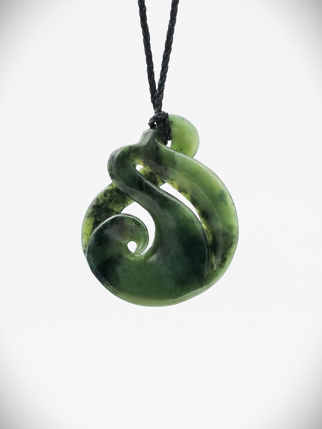 Moko Pounamu Pikorua with Koru NZ Genuine Kawakawa Greenstone - Ngata