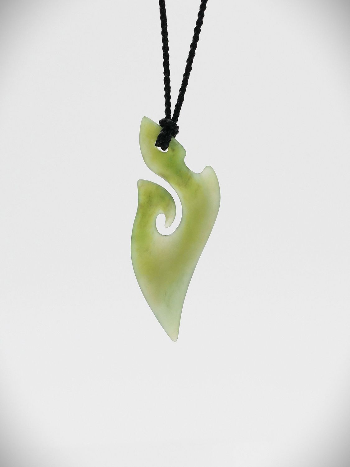 Moko Pounamu Hei Matau (hook) NZ Genuine Inanga Greenstone - Te Kotahitanga