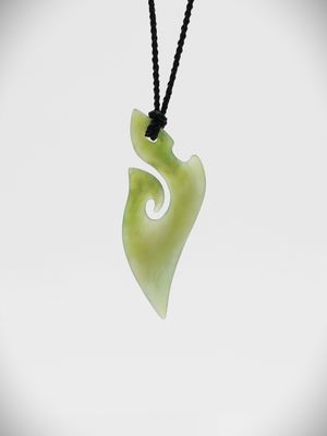Moko Pounamu Hei Matau (hook) NZ Genuine Inanga Greenstone - Te Kotahitanga
