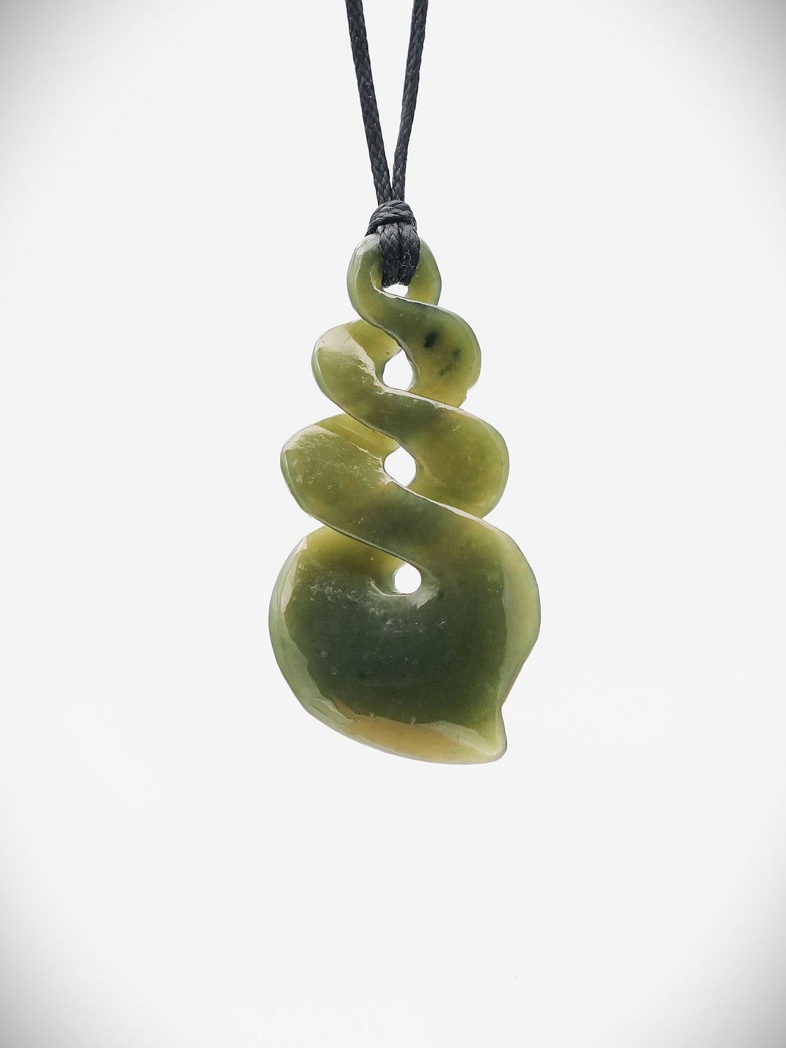 Moko Pounamu Double Pikorua NZ Genuine Inanga Greenstone  - Waiohiki
