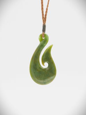 Moko Pounamu Hei Matau (Hook) NZ Genuine Raukaraka Greenstone - Ongaonga
