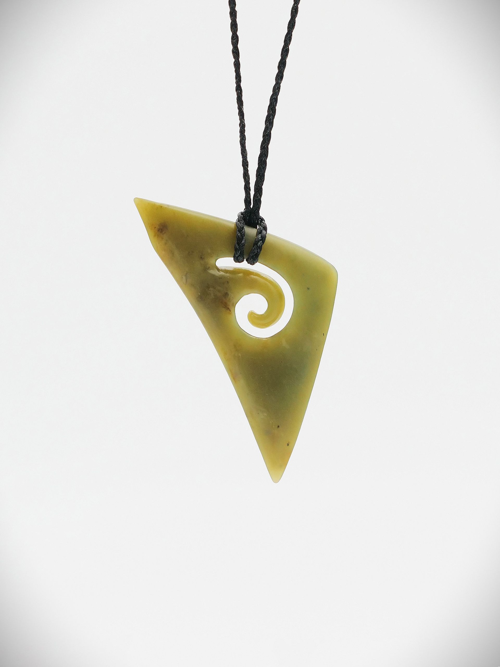 Moko Pounamu Koru NZ Genuine Inanga Greenstone - Taraponui