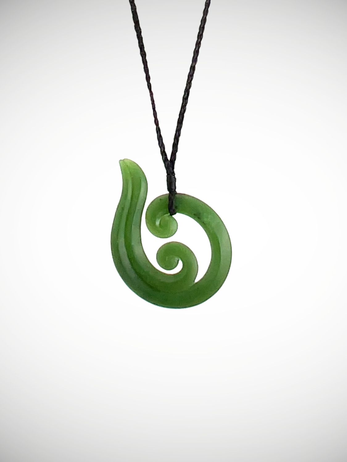 Moko Pounamu Contemporary Double Koru NZ Genuine Kahurangi Greenstone - Karara