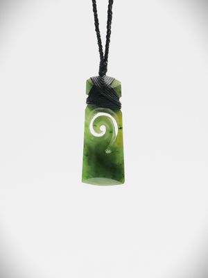 Moko Pounamu Toki with Koru NZ Genuine Kawakawa Greenstone - Maupuia