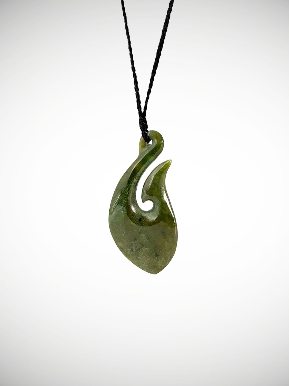 Moko Pounamu Hei Matau (Hook) NZ Genuine Kahotea Greenstone - Haehaeata