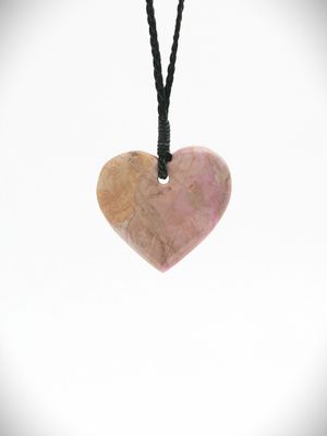 Moko Pounamu,   Heart NZ Genuine Rhodonite stone - Mahora
