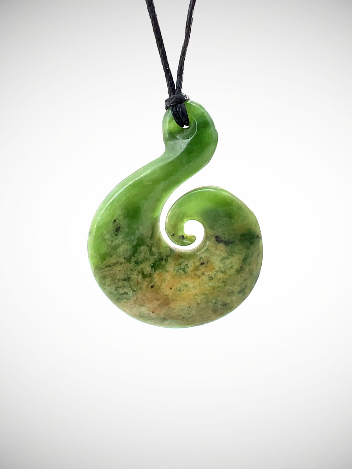 Moko Pounamu Hei Matau (Hook) NZ Genuine Kahurangi Flower Greenstone - Muriwai