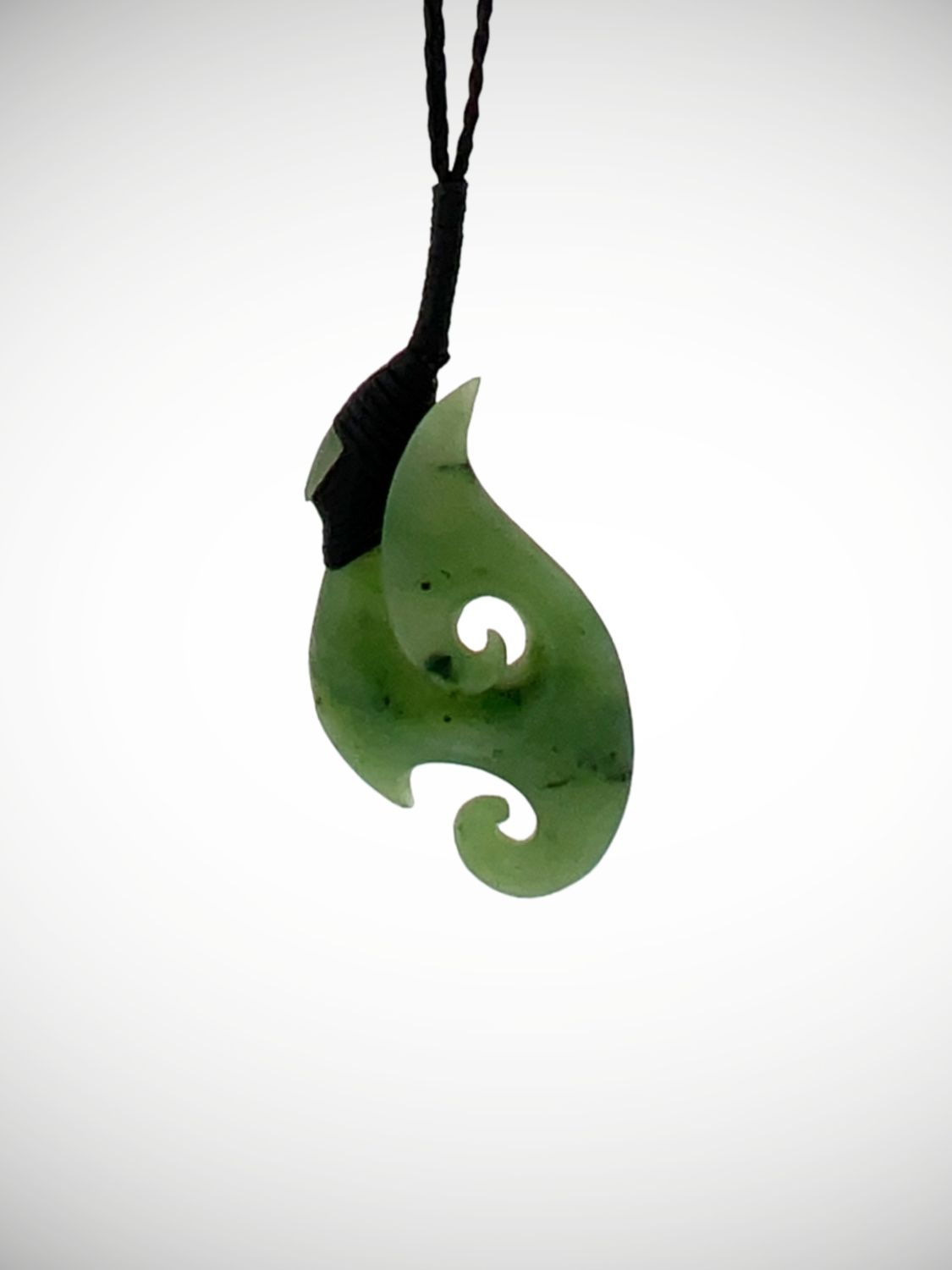Moko Pounamu Hei Matau (Hook) NZ Genuine Kahurangi Greenstone - Atua