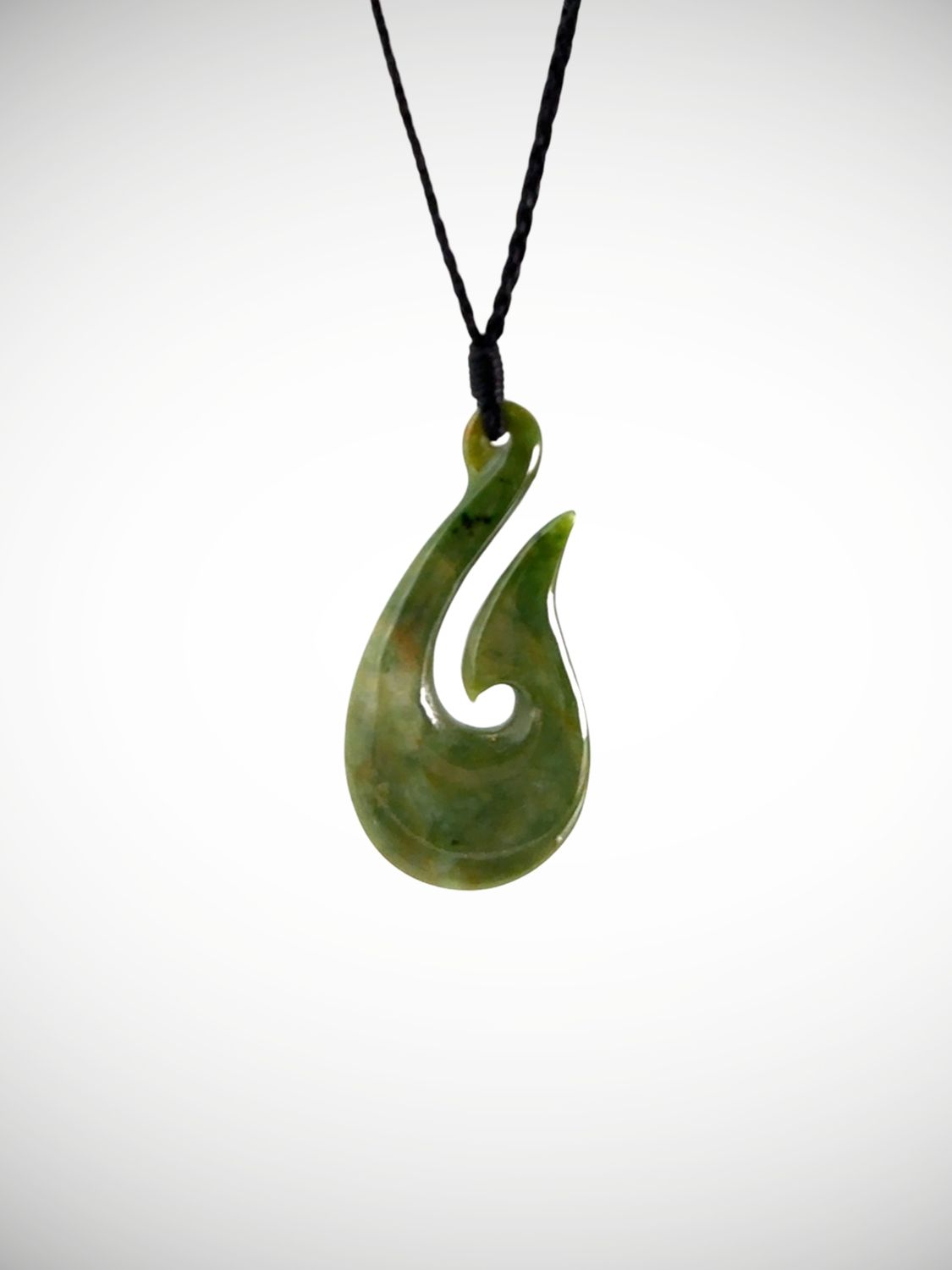 Moko Pounamu Hei Matau (Hook) NZ Genuine Kahotea Greenstone - Patea