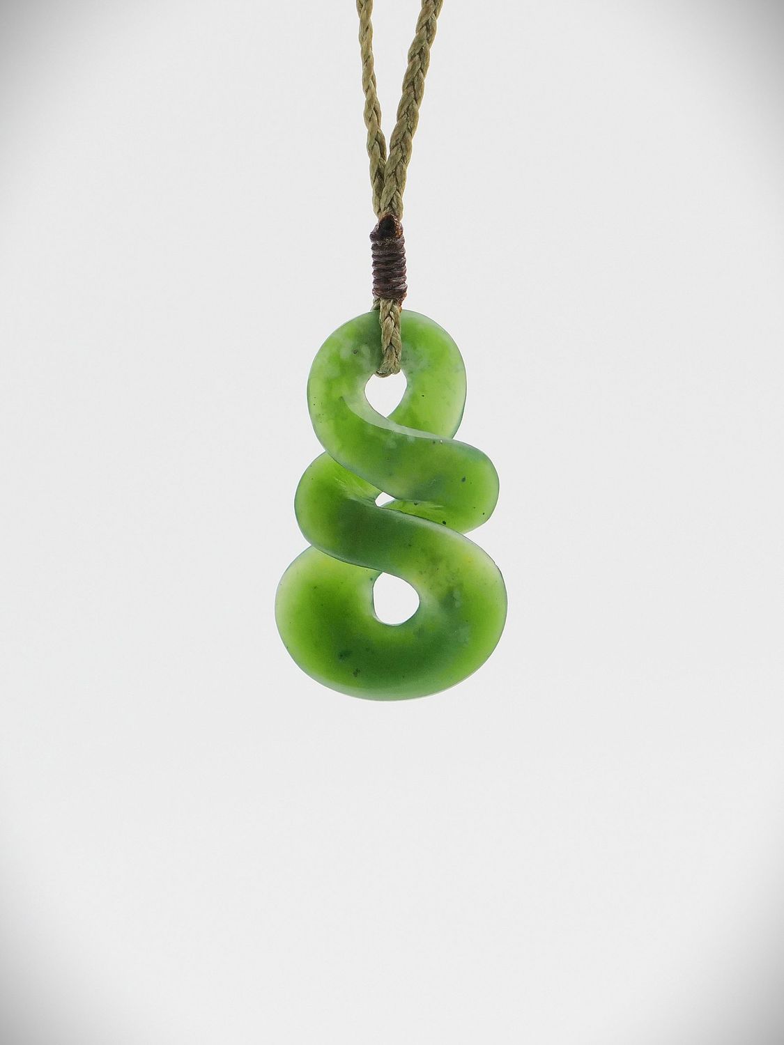 Moko Pounamu Double Pikorua NZ Genuine Kahotea Greenstone - Okaka