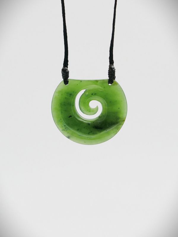 Moko Pounamu Koru NZ Genuine Kahurangi Greenstone - Moawhango