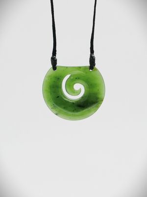 Moko Pounamu Koru NZ Genuine Kahurangi Greenstone - Moawhango