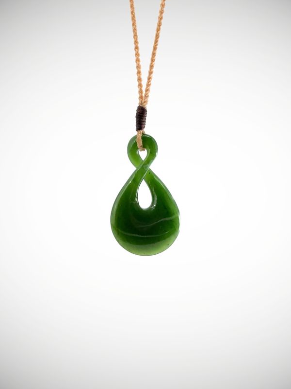 Moko Pounamu Single Pikorua (Twist) NZ Genuine Kahurangi Greenstone - Poumahaka