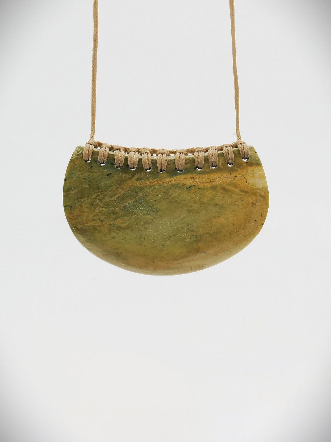 Moko Pounamu Kouma (Breastplate) NZ Genuine Raukaraka Greenstone - Orawia