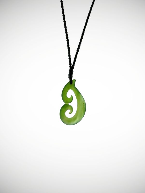 Moko Pounamu Double Koru NZ Genuine Kahurangi Greenstone - Oturokua