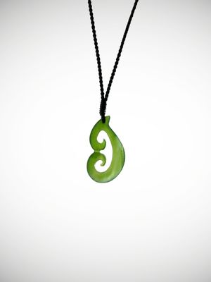 Moko Pounamu Double Koru NZ Genuine Kahurangi Greenstone - Oturokua