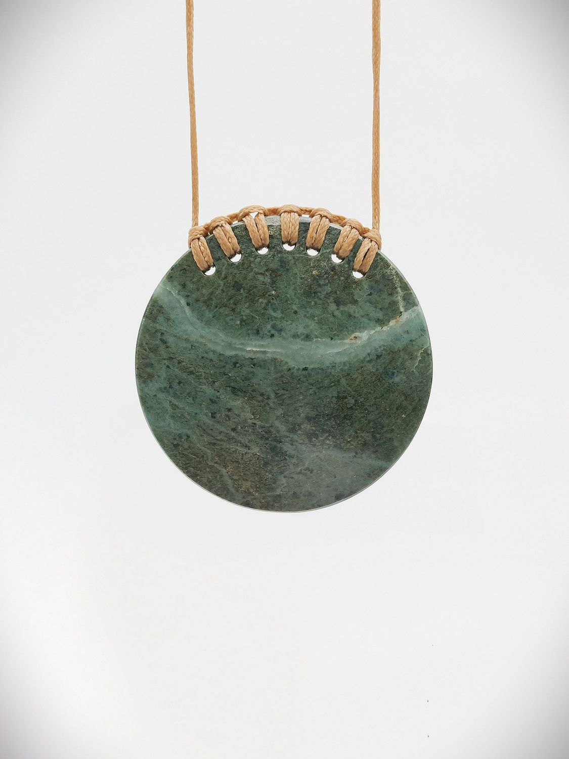 Moko Pounamu Porohita (Disc) NZ Genuine Serpentinite Greenstone - Onekawa