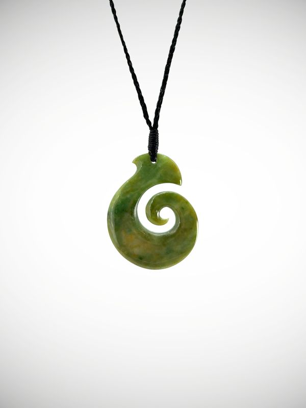 Moko Pounamu Koru NZ Genuine Kahotea Greenstone - Waimanu