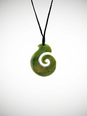 Moko Pounamu Koru NZ Genuine Kahotea Greenstone - Waimanu