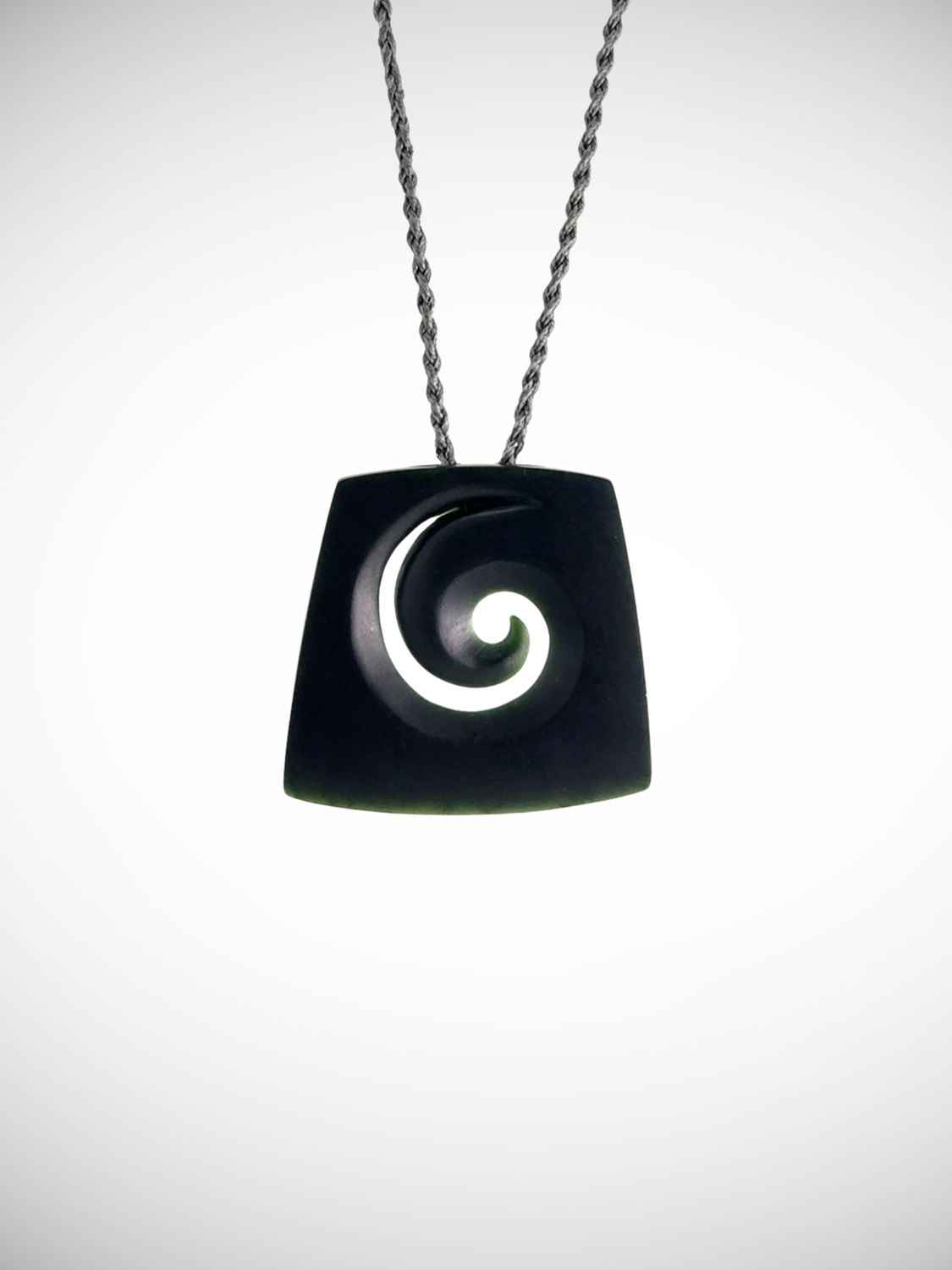 Moko Pounamu Contemporary Koru NZ Genuine Kawakawa Greenstone - Waitemata