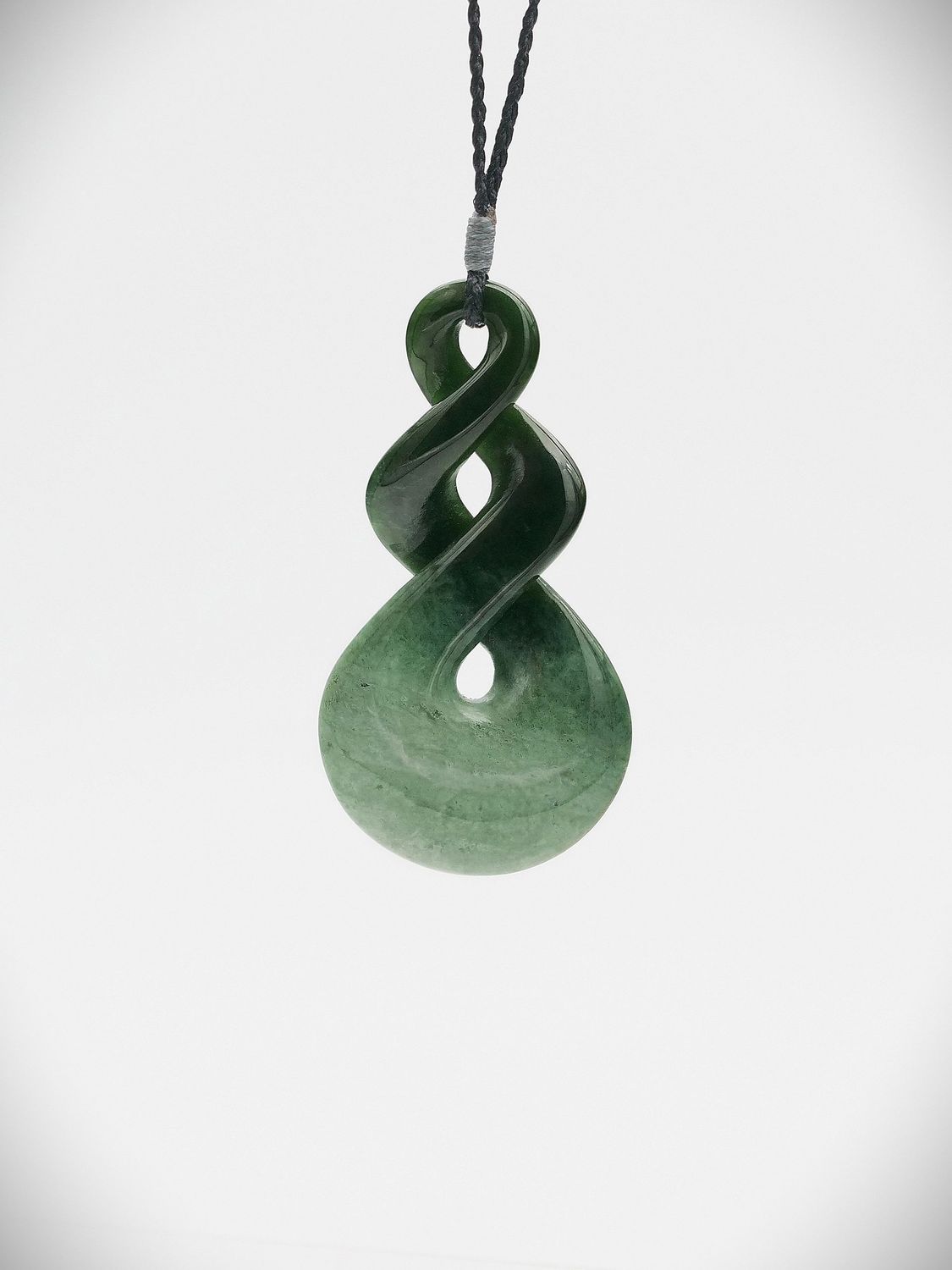 Moko Pounamu Double Pikorua (Twist) NZ Genuine Kawakawa Flower Greenstone - Pariroa