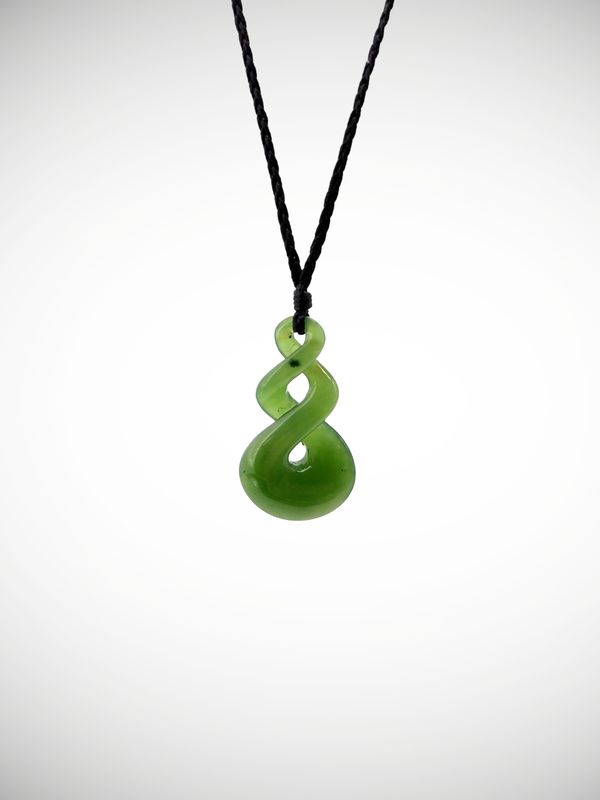 Moko Pounamu Double Pikorua NZ Genuine Kahurangi Greenstone - Waipuna