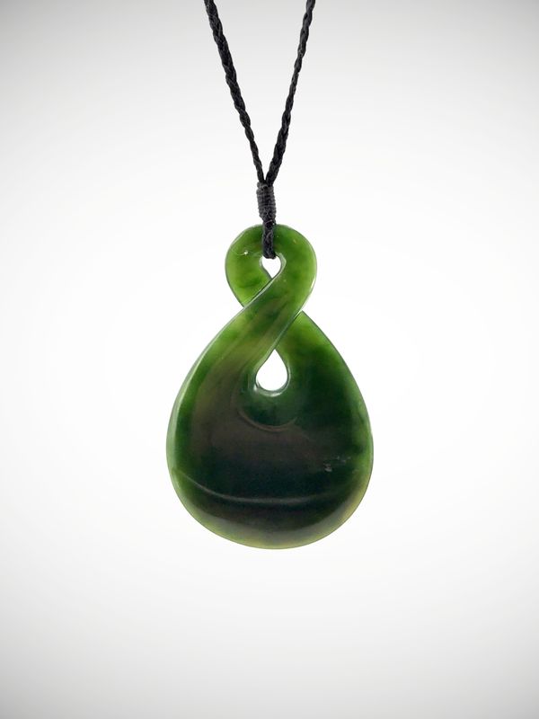 Moko Pounamu Single Pikorua (Twist) NZ Genuine Kawakawa Greenstone - Puneke