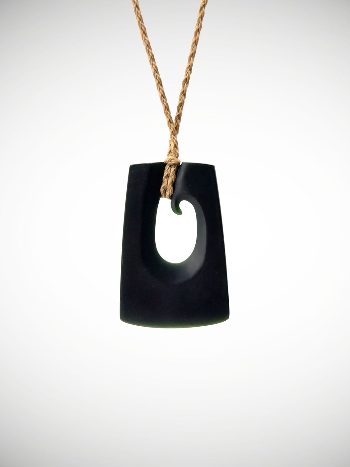 Moko Pounamu Contemporary Koru NZ Genuine Kawakawa Greenstone - Waitara