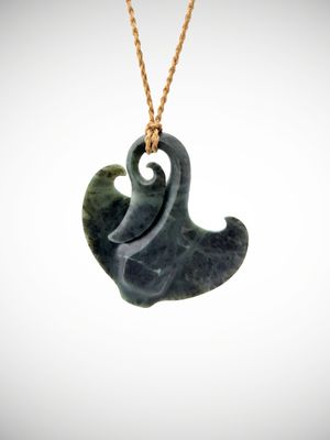 Moko Pounamu Manta Ray NZ Genuine Nelson Jade Te Tau Ihu Greenstone - Rotoiti