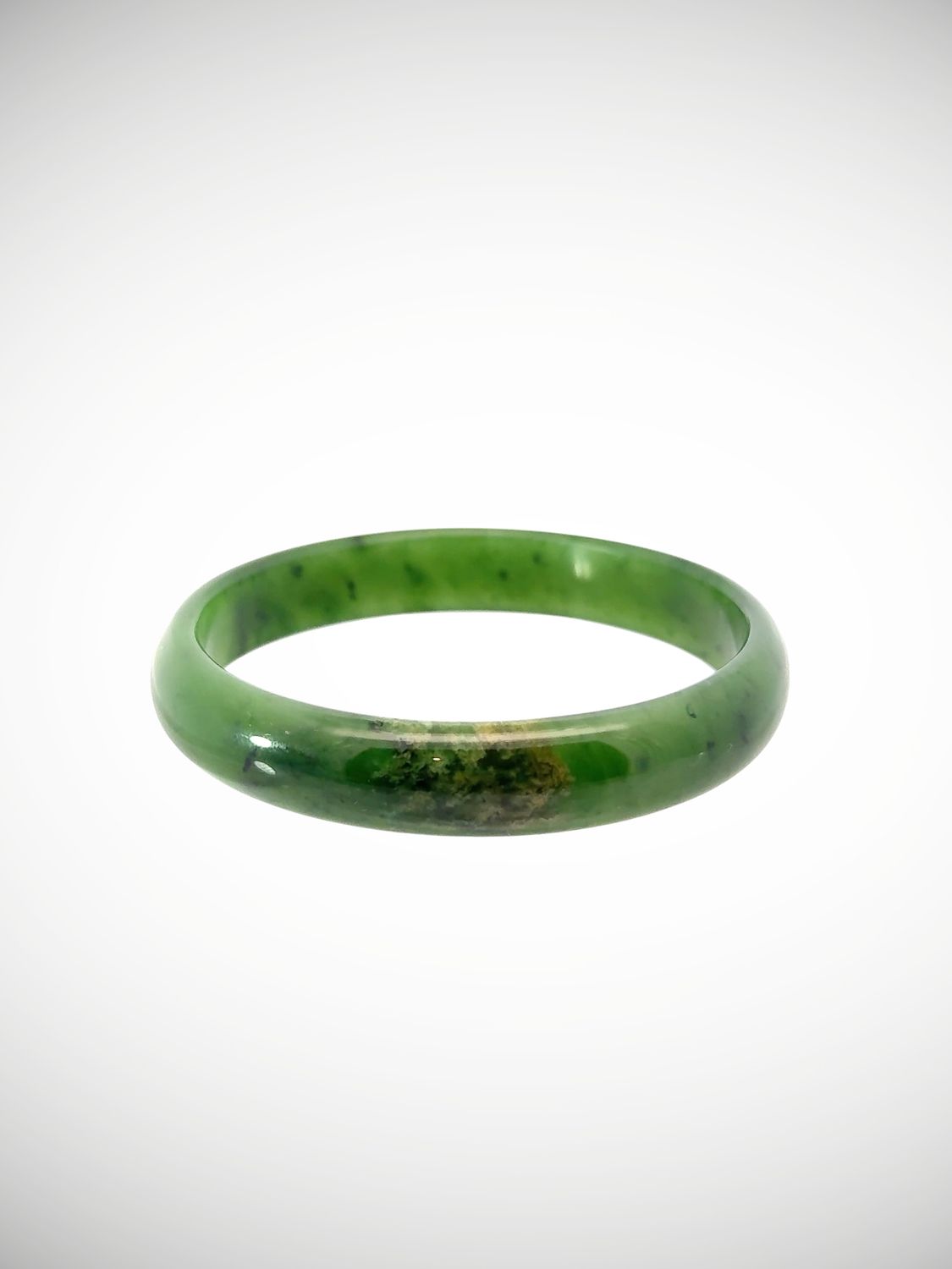 Moko Pounamu Solid Bangle NZ Genuine Kahurangi Flower Greenstone - Tahito