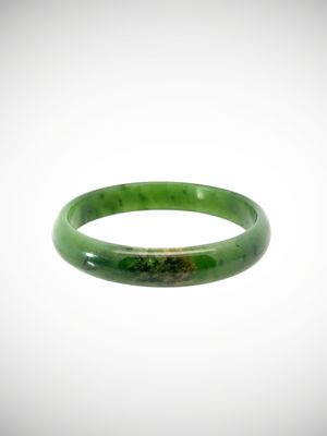 Moko Pounamu Solid Bangle NZ Genuine Kahurangi Flower Greenstone - Tahito