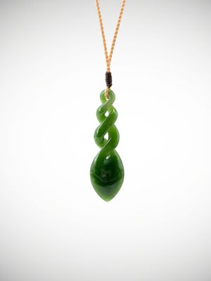 Moko Pounamu Triple Pikorua (Twist) NZ Genuine Kahurangi Greenstone - Tapawera