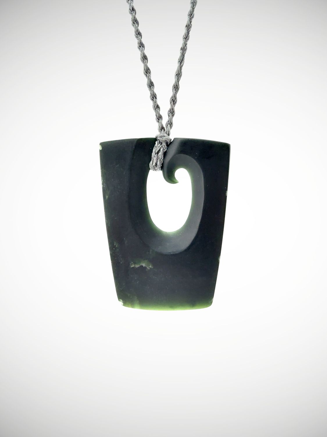 Moko Pounamu Contemporary Koru NZ Genuine Kawakawa Greenstone - Puahuru