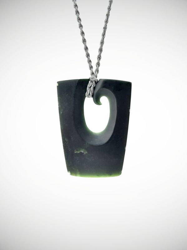 Moko Pounamu Contemporary Koru NZ Genuine Kawakawa Greenstone - Puahuru