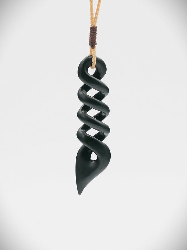 Moko Pounamu Quadruple Pikorua NZ Genuine Kawakawa Greenstone - Pukehamoamoa