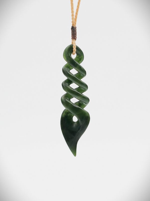 Moko Pounamu Quadruple Pikorua NZ Genuine Kawakawa Greenstone - Puketapu