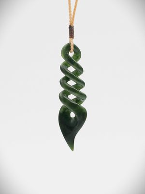 Moko Pounamu Quadruple Pikorua NZ Genuine Kawakawa Greenstone - Puketapu