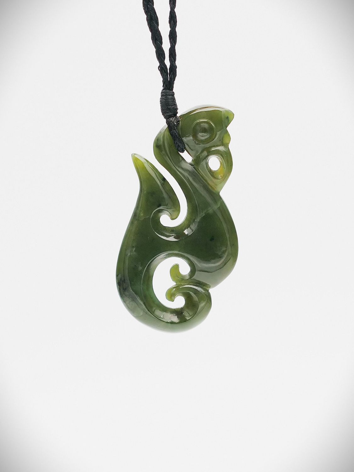Moko Pounamu Manaia NZ Genuine Kawakawa Greenstone - Huia