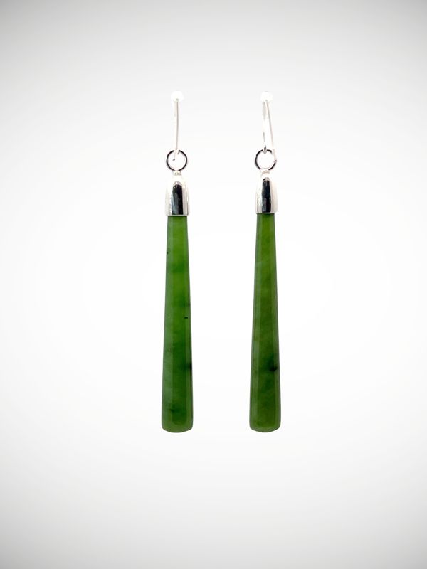 Moko Pounamu NZ Kahotea Greenstone & Sterling Silver Earrings - Te Anau