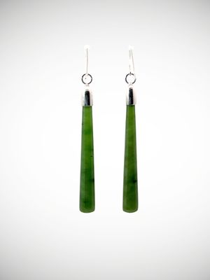 Moko Pounamu NZ Kahotea Greenstone & Sterling Silver Earrings - Te Anau