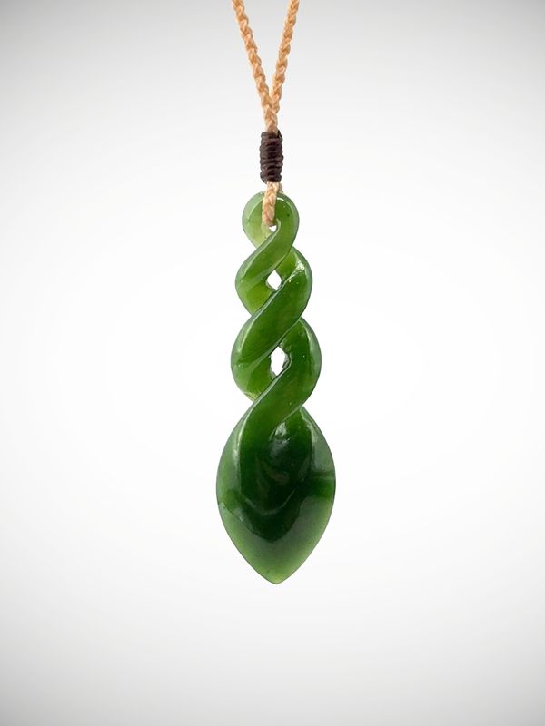 Moko Pounamu Triple Pikorua (Twist) NZ Genuine Kahurangi Greenstone - Moanapakura