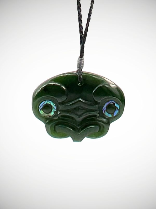 Moko Pounamu Koruru NZ Genuine Kawakawa Greenstone - Punamahaka