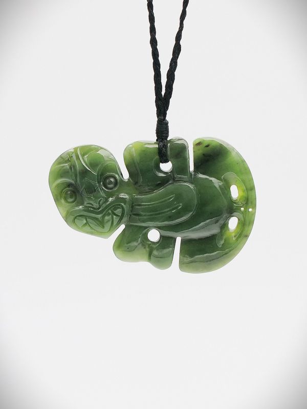 Moko Pounamu Hei Tiki NZ Genuine Kawakawa Greenstone - Taihape
