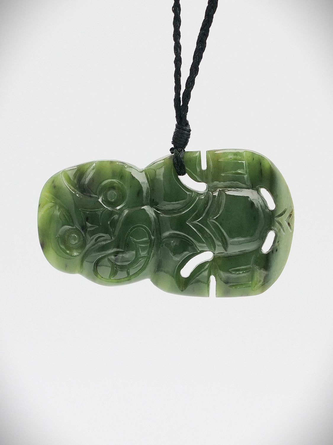 Moko Pounamu Hei Tiki NZ Genuine Kawakawa Flower Greenstone - Mangaweka