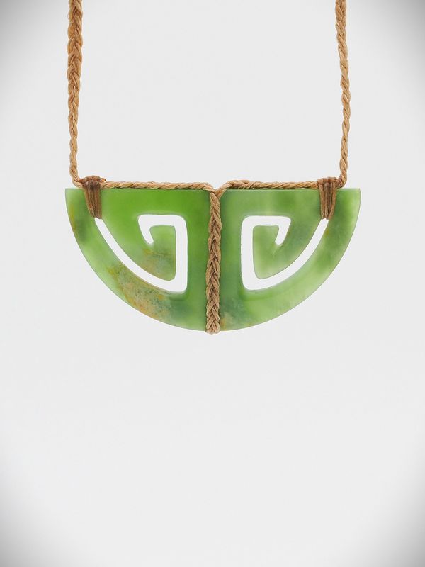 Moko Pounamu Kouma (Breastplate) NZ Genuine Kahurangi Flower Greenstone - Rangiwahia