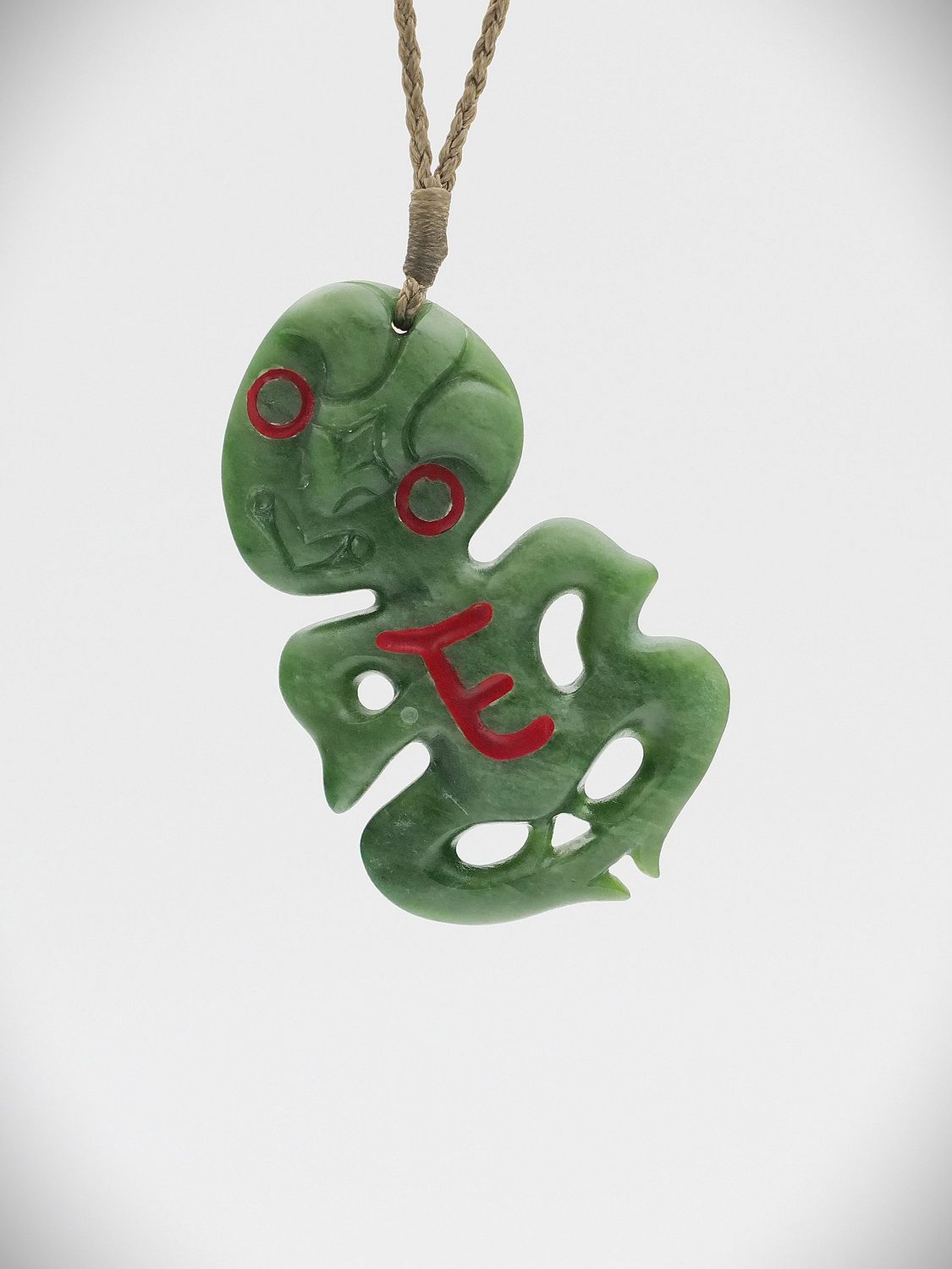 Moko Pounamu Hei Tiki NZ Genuine Auhunga Greenstone - Utiku