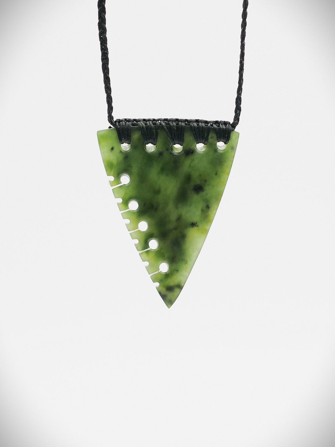 Moko Pounamu Notched Rei Niho (Tooth) NZ Genuine Kawakawa Greenstone - Hauturu